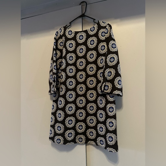 LOFT Black and White Long Sleeve A-line Dress (Size M) - Picture 3 of 11